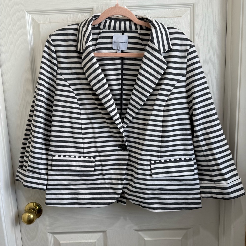 Catherine Malandrino Black and White Striped Blazer